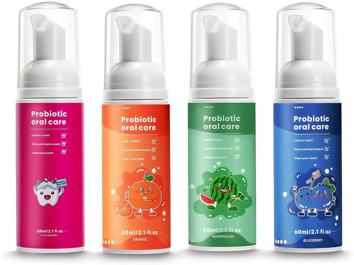 Fluoride Free Foam Kids Toothpaste - Natural Teeth Clean and Whitening Toothpaste with 4 Pack Mix Mint Flavor, Organic Travel for U Shaped Toothbrush