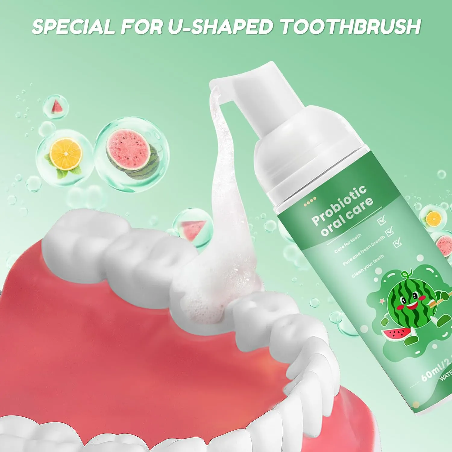 Fluoride Free Foam Kids Toothpaste - Natural Teeth Clean and Whitening Toothpaste with 4 Pack Mix Mint Flavor, Organic Travel for U Shaped Toothbrush