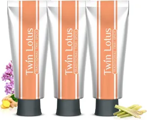 Fluoride Free Natural Herbal Toothpaste Traditional Thai Spice 3 Packs Thai Ginger Lilac Jiuli Xiang Improve Oral Health Remove Tartar