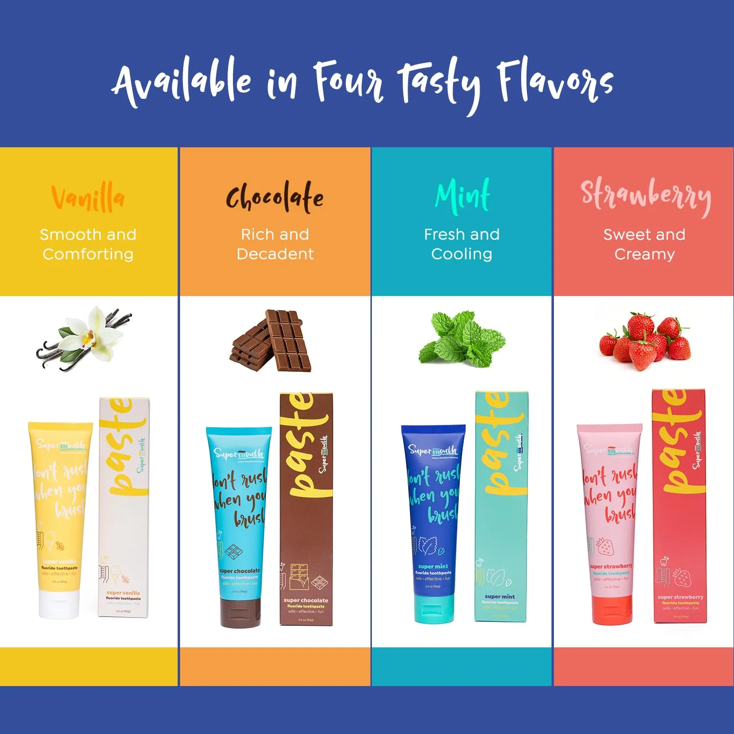 Fluoride Toothpaste - Adults & Kids, Fights Cavities, Whitens, Nano Hydroxyapatite, Dentist Developed, Safe Clean Ingredients, Gentle on Sensitive Teeth, Vitamins D3 & K2, 4 Tasty Flavors