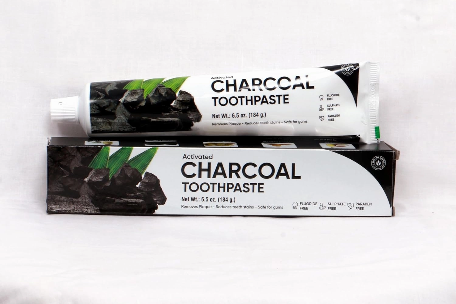 Fluoride Free Paraben Free Whiten Charcoal Toothpaste-6 Pack of 6.5 oz Tubes Clean Mint 100% Natural