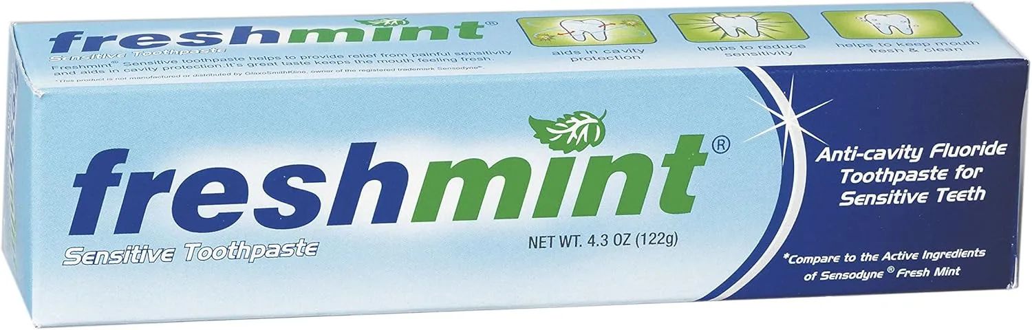 Fresh Mint Sensitive Fluoride Anti-Cavity Toothpaste for Sensitive Teeth 4.3 Ounces (122g)