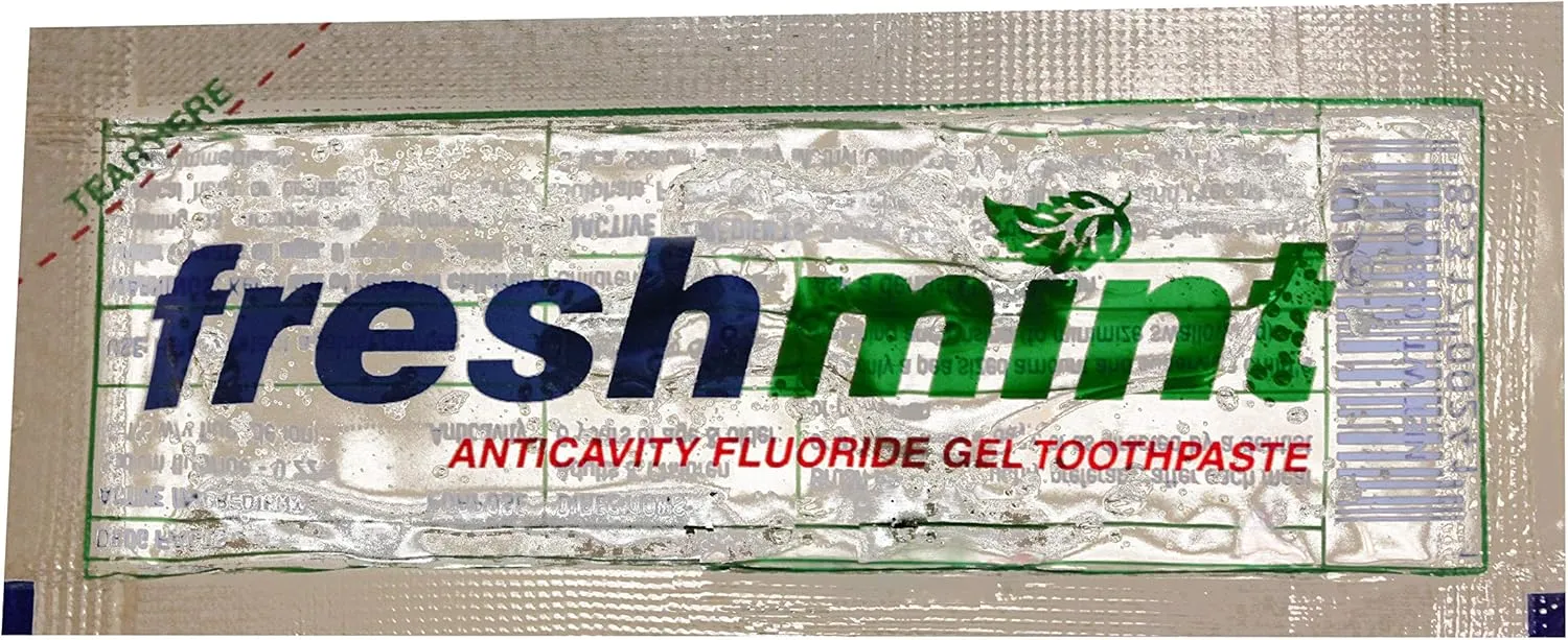 Freshmint® 1,000 Individual Packets of 0.28 oz. Single use Clear Gel Anticavity Fluoride Toothpaste