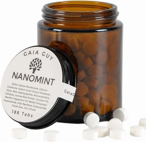 Gaia Guy | NanoMint Fluoride Free Toothpaste | Nano-Hydroxyapatite Remineralizing Toothpaste Tablets - Nano Hydroxyapatite (nHA), Plastic Free, Eco-Friendly Glass Jar | 186 Tabs
