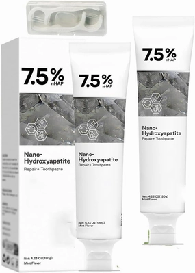 Geelike Hydroxyapatite Toothpaste,Nano Hydroxyapatite Repair & Protect Toothpaste, 7.5% Fluoride-Free Hydroxyapatite Enamel Repairing Breath Freshening Whitening toothpastes (2PCS-A, Large)