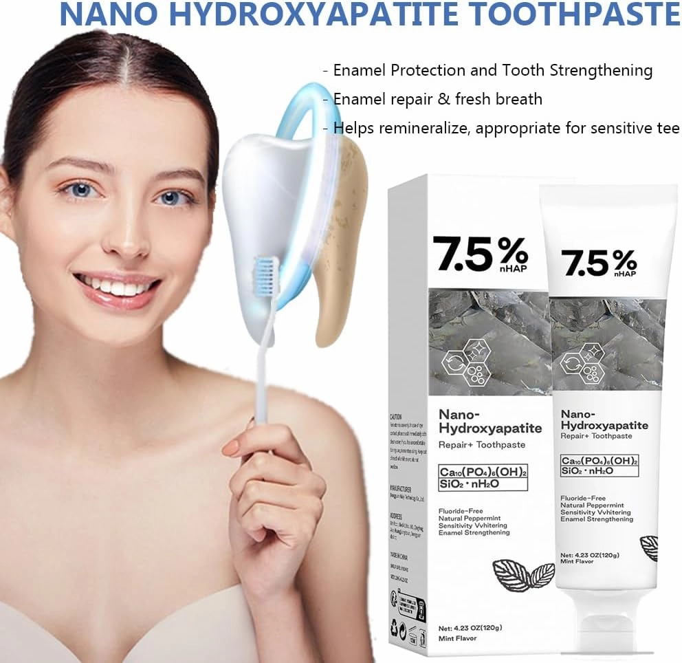 Geelike Hydroxyapatite Toothpaste,Nano Hydroxyapatite Repair & Protect Toothpaste, 7.5% Fluoride-Free Hydroxyapatite Enamel Repairing Breath Freshening Whitening toothpastes (2PCS-A, Large)