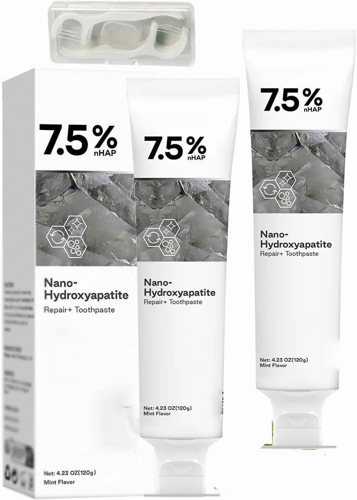 Geelike Hydroxyapatite Toothpaste,Nano Hydroxyapatite Repair & Protect Toothpaste, 7.5% Fluoride-Free Hydroxyapatite Enamel Repairing Breath Freshening Whitening toothpastes (2PCS-A, Large)