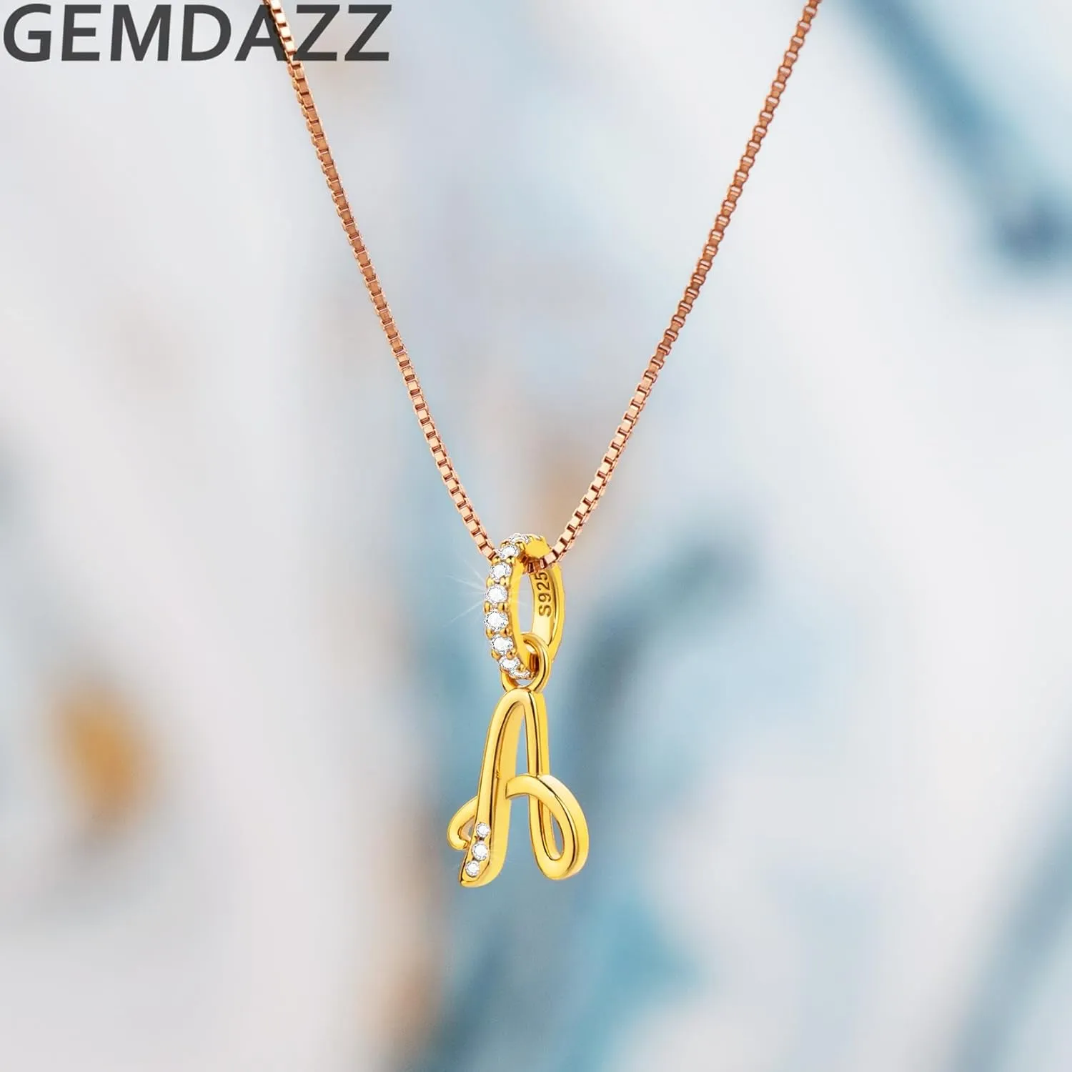 GEMDAZZ 18k Yellow Gold Plated 26 Letter Dangle CZ Charms, 925 Sterling Silver Complete Initial A-Z Alphabet Beads, fits European Name Bracelet, Gift for Mother/Birthday/Daughter/Son/Sister/BFF