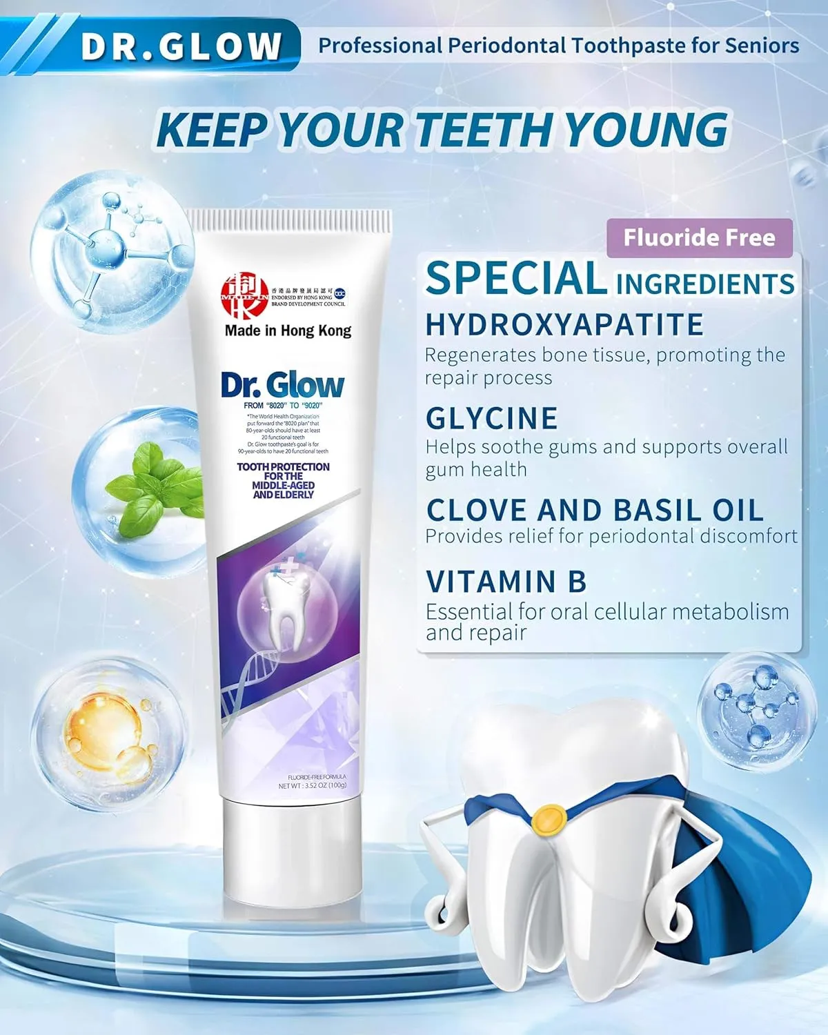 Gingivitis Treatment Toothpaste for Elderly & Mid-Aged, Gum Repair for Receding Gums Hydroxyapatite Toothpaste, Periodontal Disease Treatment for Seniors, Fluoride Free Gum Disease Treatment