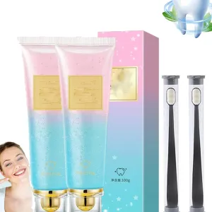 Glam-Cor Whitening Toothpaste, Triple Whitening Niacinamide Toothpaste, Glamvora Toothpaste, Niacinamide Toothpaste, Protect Teeth, Fresh Breath, Long-Lasting Fresh Toothpaste (2PCS)