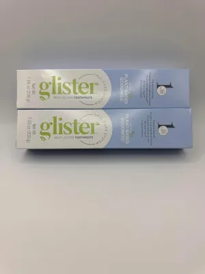 Glister Multi-Action Toothpaste, Pack of 2 (7.05 oz Each), with 2 Toothbrushes.