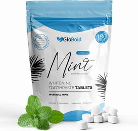 GloBoid Toothpaste Tablets with Fluoride 3 Month Zero Waste, Eco Friendly & Plastic Free Toothpaste Tabs Refill, Toothpaste Bites Perfect for Travel