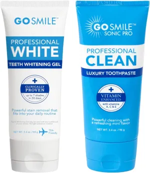 GO SMILE Professional Teeth Whitening Gel & Luxury Toothpaste - Teeth Whitener & Stain Remover Self Care Gifts, No Added Sensitivity - Travel Size for Gift Basket or Stocking Stuffers, Mint 3.4oz