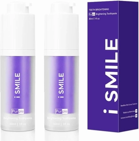 GOODY 2'S i Smile Purple Toothpaste - Color Corrector Gel for Appearance of Brighter Teeth, Enamel-Safe Formula, Pack of 2, 30ml Each