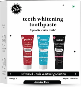 GT Teeth Whitening Paste Combo Pack- Enamel Safe Teeth Whitening Toothpaste for Men & Women | Super Fresh, Charcoal & Dream White - SLS & Fluroide Free Toothpaste (45 g, Pack of 3)