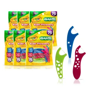 GUM Crayola Kids Flossers with Fluoride - Designed for Little Hands - Fun Grape Flavor - Easy to Use Kids Floss Picks for Children Ages 3 , 450ct
