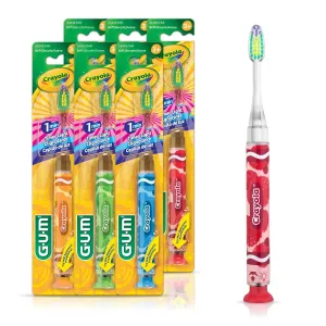 GUM Crayola Timer Light Toothbrush for Kids, Soft Bristles, Suction Cup Base, Children & Toddler Toothbrush 3 Year Old   (6pk)