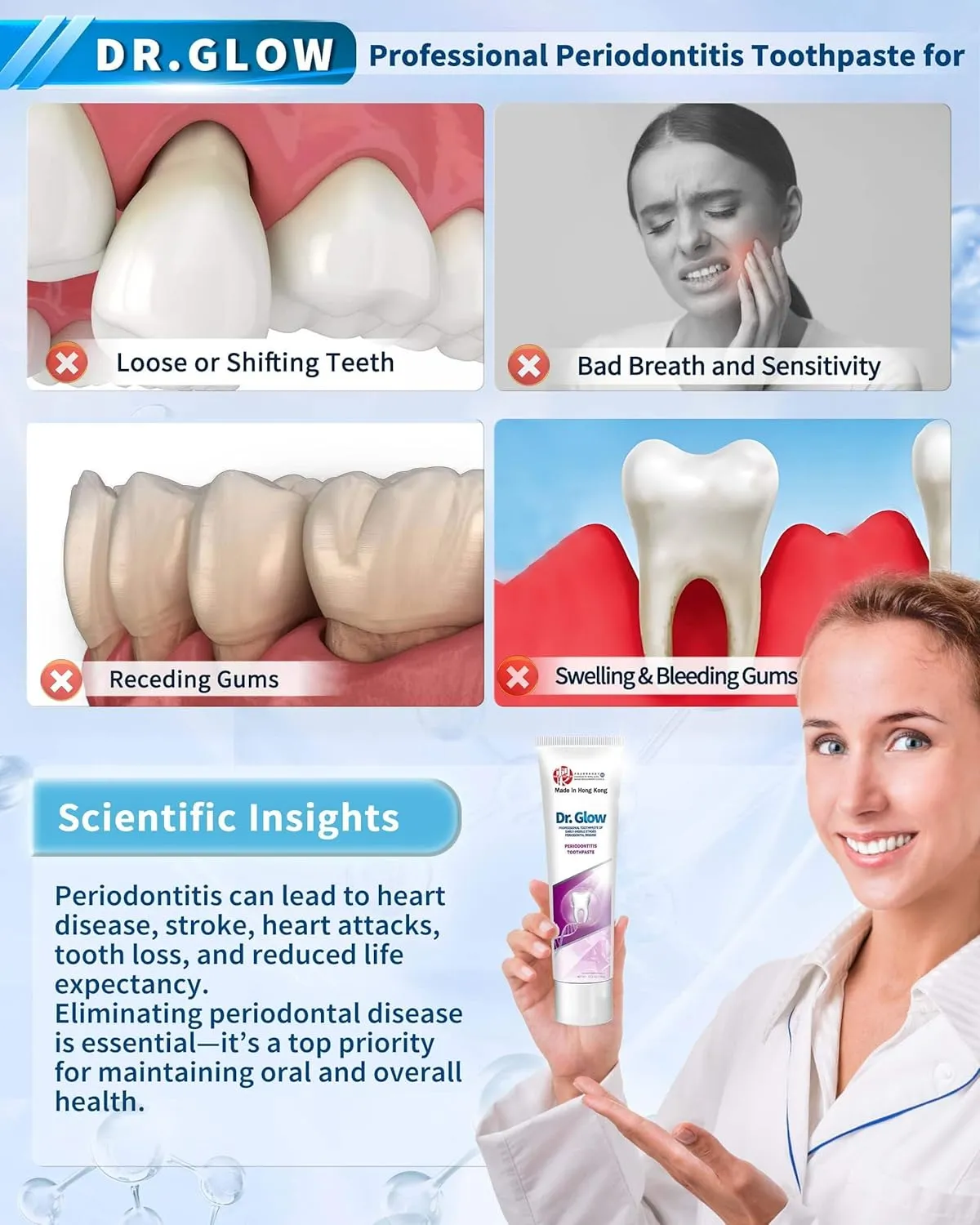 Gum Disease Treatment Toothpaste for Early & Mid Periodontitis, Gingivitis Treatment Gum Repair for Receding Gums, Periodontal Disease Treatment Hydroxyapatite Toothpaste Fluoride Free 3.52OZ