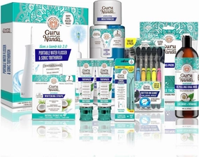 GuruNanda 7-Step Regimen 2.0 for Complete Oral Care Routine–CocoMint Oil Pulling, Dual Barrel Mouthwash, Hydroxyapatite Toothpaste, Whitening Strips, Lion & Lamb 2.0, BOG Toothbrush & Tongue Scrapers