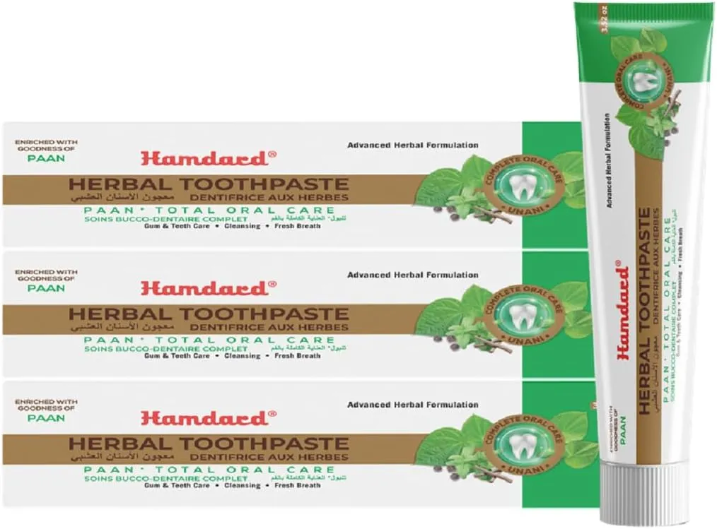 Hamdard Paan Total Oral Care Toothpaste – 100g (Pack of 3) | Herbal Ayurvedic Toothpaste with Paan Flavor | Fluoride-Free | Gum Care, Fresh Breath & Natural Oral Hygiene 100g (Pack of 3)