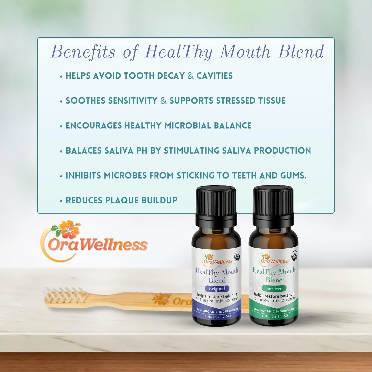 Healthy Mouth Blend Organic Tooth Oil, Fluoride Free Made in The USA Toothpaste & Mouthwash Alternative Tooth, Natural Rinse for Healthy Teeth & Gums for Women, Men and Kids, Pack of 1