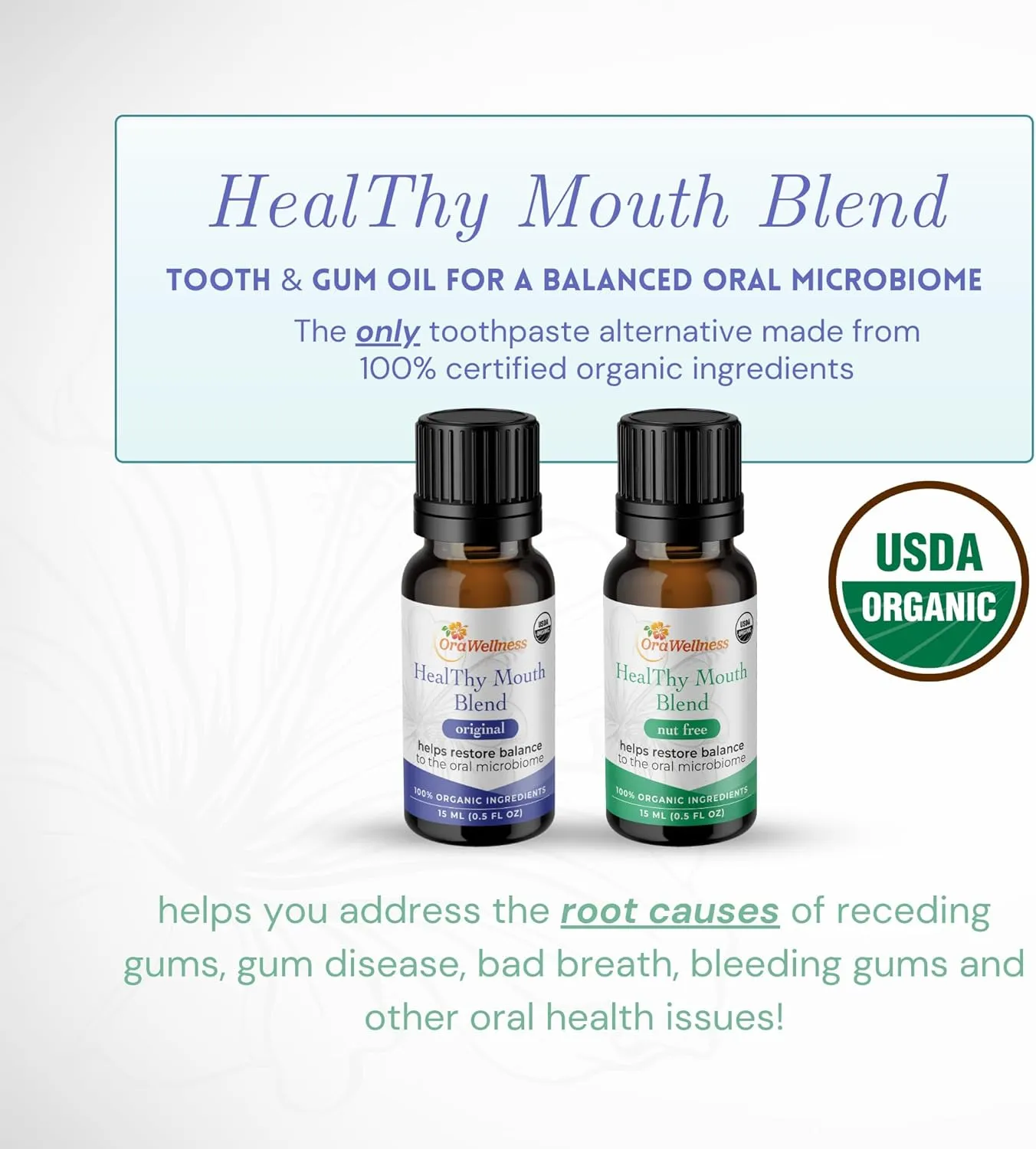 Healthy Mouth Blend Organic Tooth Oil, Fluoride Free Made in The USA Toothpaste & Mouthwash Alternative Tooth, Natural Rinse for Healthy Teeth & Gums for Women, Men and Kids, Pack of 1