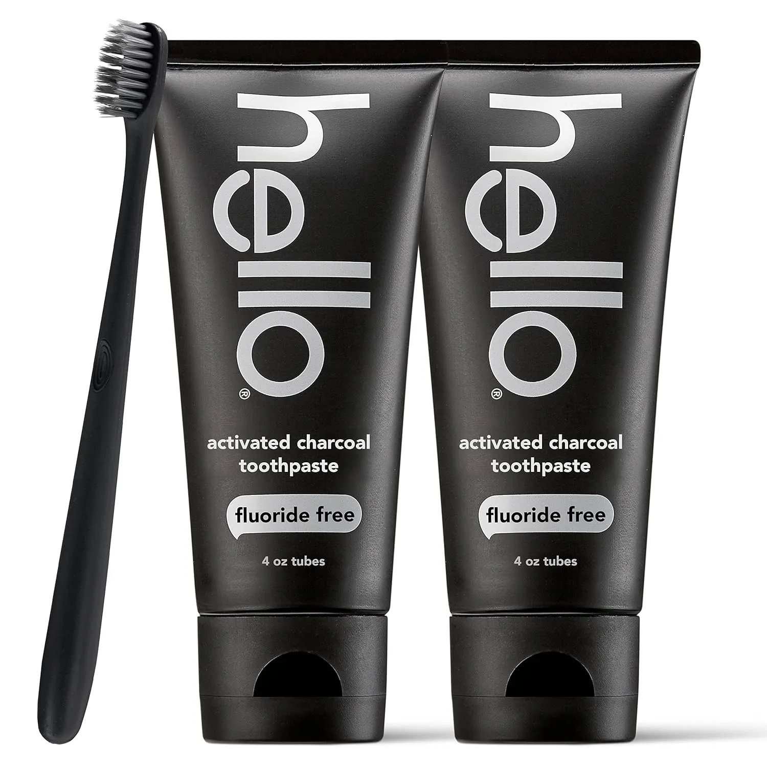 Hello Activated Charcoal Epic Teeth Whitening Fluoride Free Toothpaste and Toothbrush & Activated Charcoal Extra Freshening Mouthwash, Natural Fresh Mint and Coconut Oil