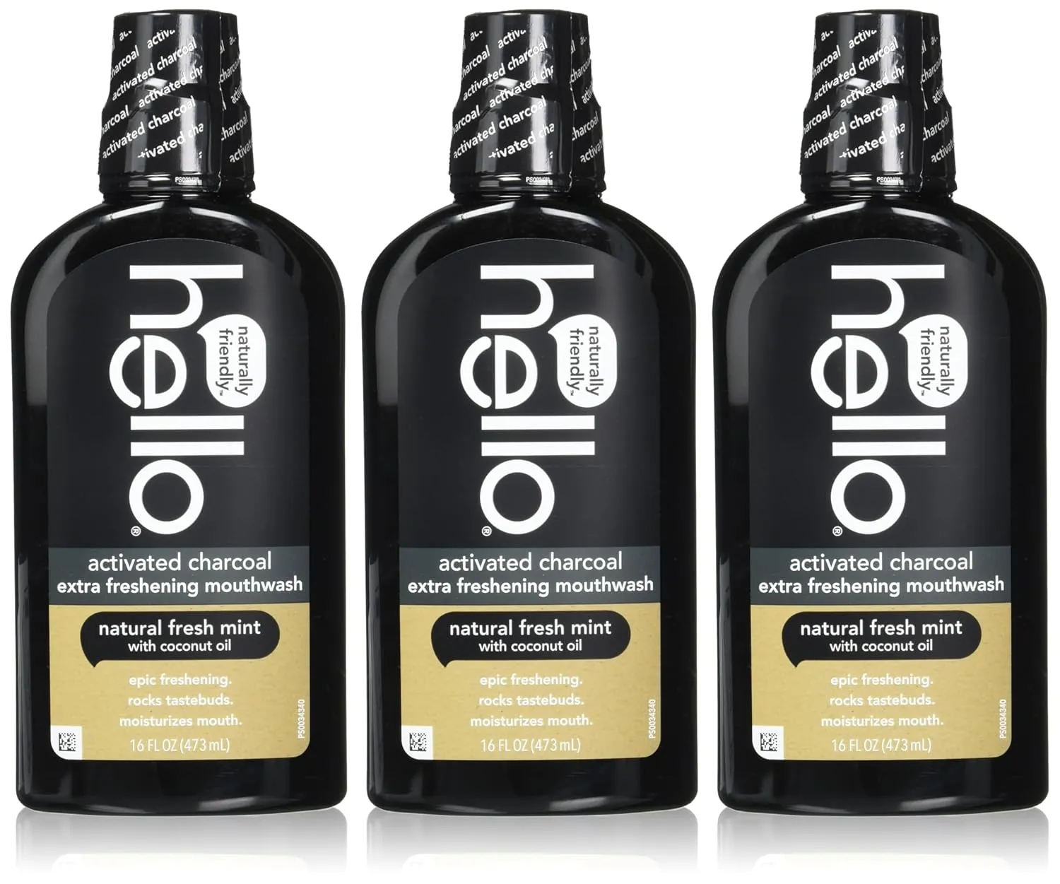 Hello Activated Charcoal Epic Teeth Whitening Fluoride Free Toothpaste and Toothbrush & Activated Charcoal Extra Freshening Mouthwash, Natural Fresh Mint and Coconut Oil