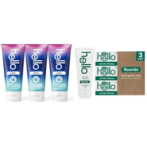 hello Dragon Dazzle Blue Raspberry Kids Toothpaste & Naturally Whitening Fluoride Toothpaste, Natural Peppermint Flavor and Tea Tree Oil, Peroxide Free, Gluten Free, SLS Free, 3 Pack, 4.7 OZ Tubes