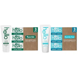 Hello Naturally Whitening Fluoride Toothpaste, Natural Peppermint Flavor & Antiplaque Toothpaste, Fluoride Free for Teeth Whitening with Natural Peppermint Flavor