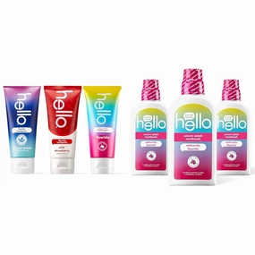 hello Variety (Unicorn, Strawberry, Dragon) Fluoride Kids Toothpaste, Anticavity & Kids Mouthwash with Unicorn Bubble Gum Flavor, Alcohol Free Mouthwash for Kids with Fluoride,Safe for Ages 6 and Up