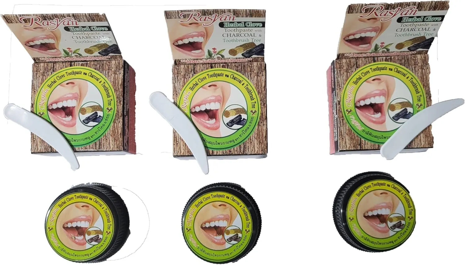 Herbal Clove Toothpaste Charcoal (3 Packs, Coconut)