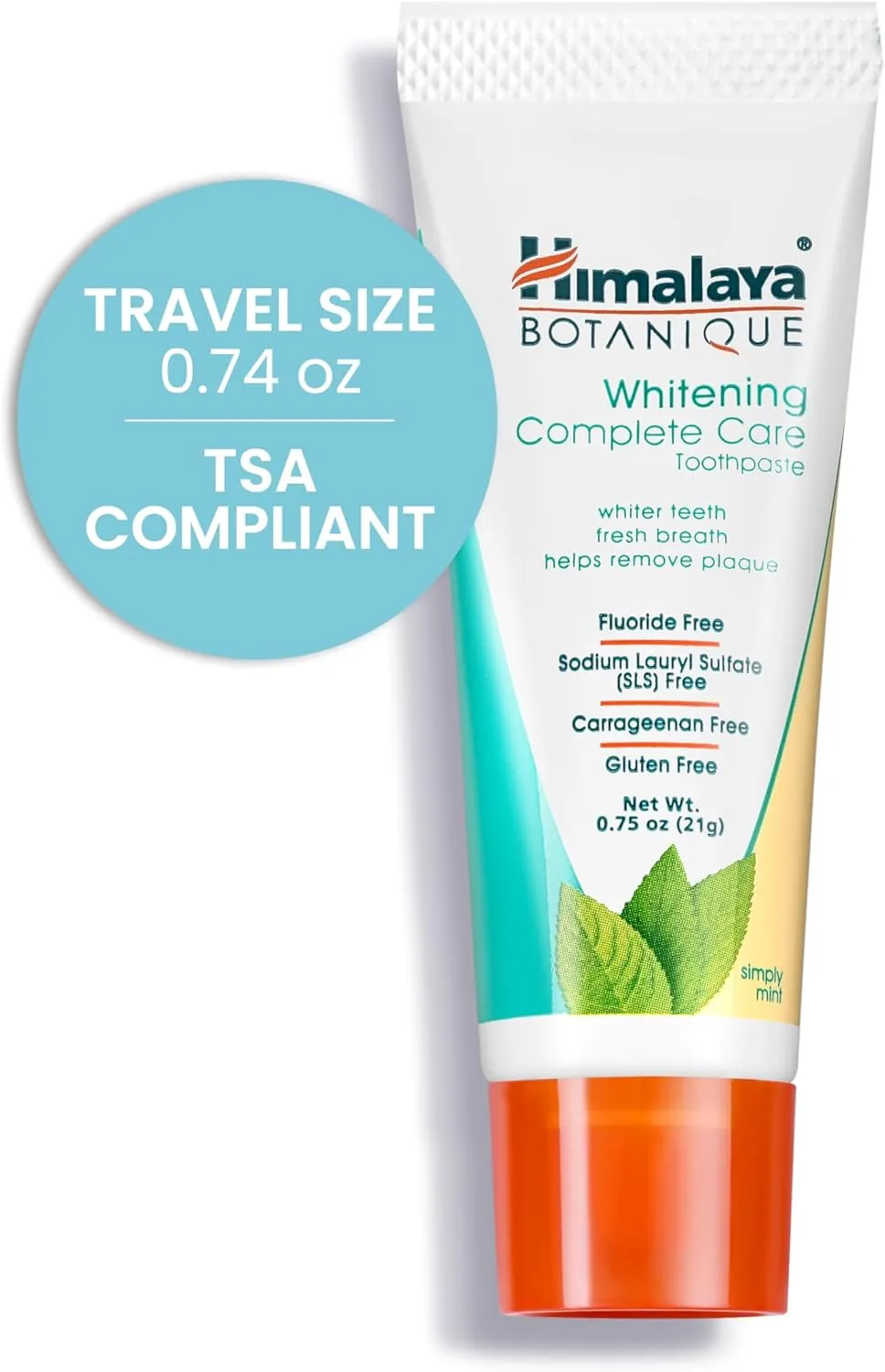 Himalaya Botanique Whitening Complete Care Toothpaste, 10 Pack Travel Size, Teeth Whitening, Fights Plaque, Fluoride Free, No Artificial Flavors, SLS Free, Simply Mint Flavor, TSA Approved, 0.74 Oz