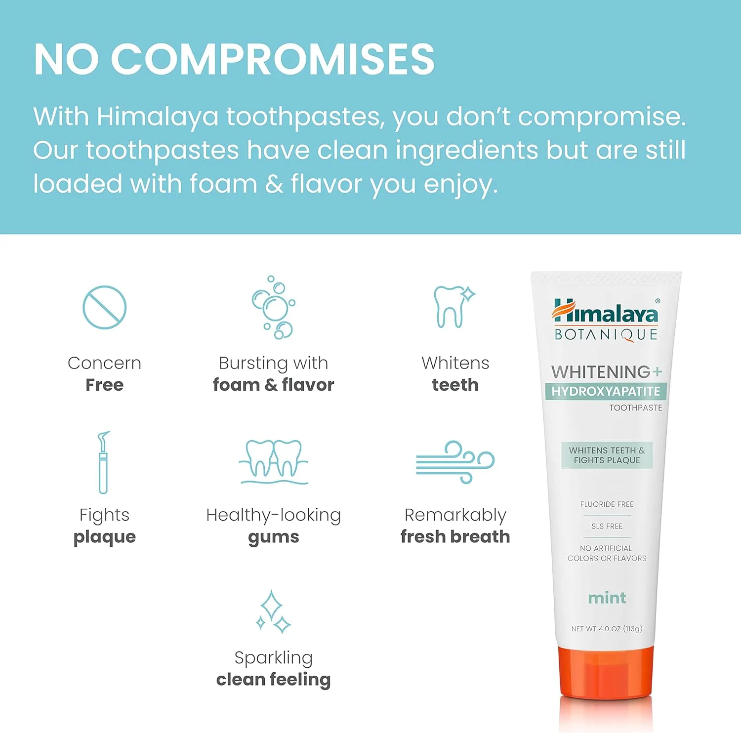 Himalaya Botanique Whitening   Hydroxyapatite Toothpaste, Mint Flavor - Nano Hydroxyapatite to Support Remineralization and Restore Enamel to Strengthen Teeth - Vegan, Gluten Free, 4 oz (Pack of 2)
