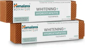 Himalaya Botanique Whitening   Hydroxyapatite Toothpaste, Mint Flavor - Nano Hydroxyapatite to Support Remineralization and Restore Enamel to Strengthen Teeth - Vegan, Gluten Free, 4 oz (Pack of 2)
