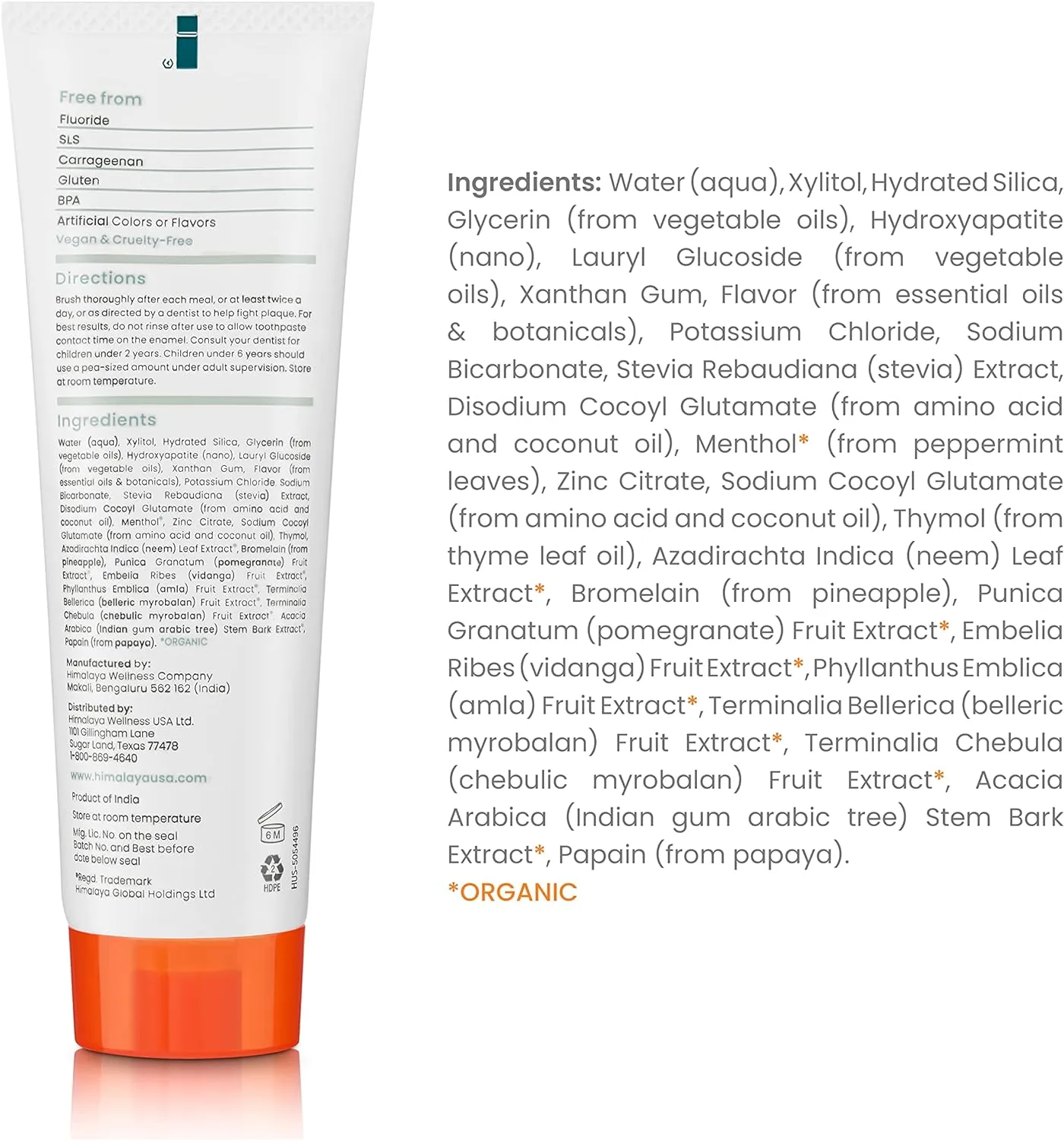 Himalaya Botanique Whitening   Hydroxyapatite Toothpaste, Mint Flavor - Nano Hydroxyapatite to Support Remineralization and Restore Enamel to Strengthen Teeth - Vegan, Gluten Free, 4 oz (Pack of 2)