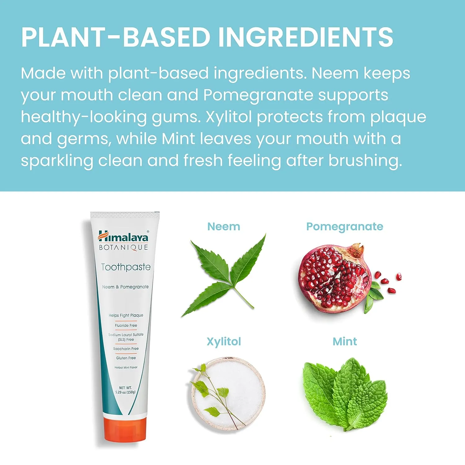 Himalaya Neem & Pomegranate Organique | Fluoride Free Toothpaste | Vegetarian | 150g (4-Pack)