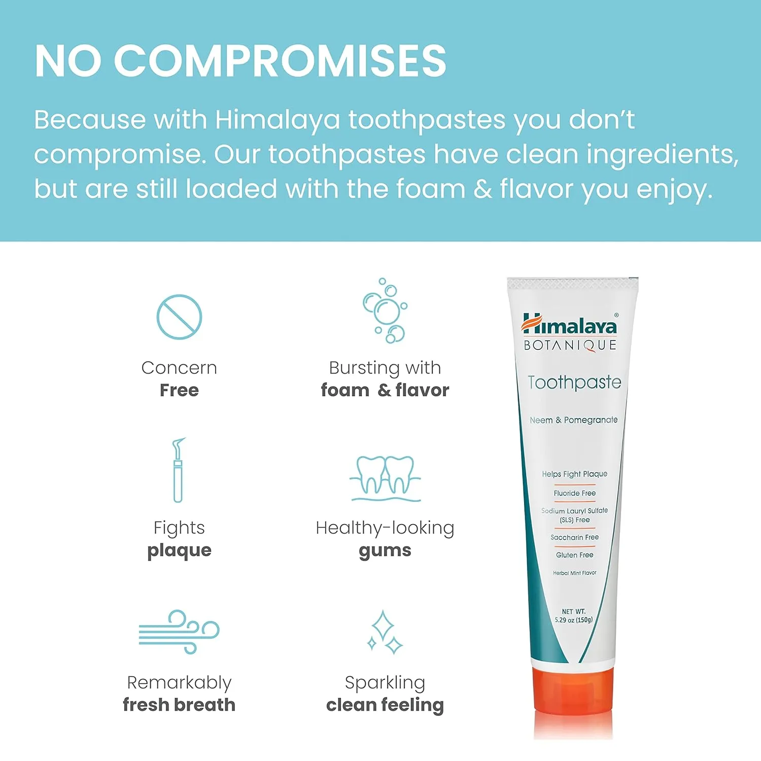 Himalaya Neem & Pomegranate Organique | Fluoride Free Toothpaste | Vegetarian | 150g (4-Pack)