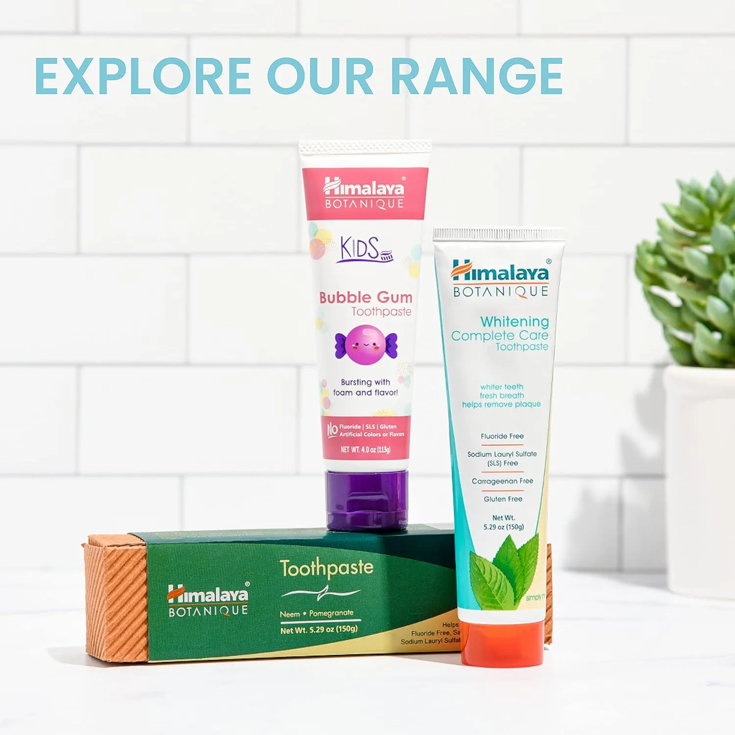 Himalaya Neem & Pomegranate Organique | Fluoride Free Toothpaste | Vegetarian | 150g (4-Pack)