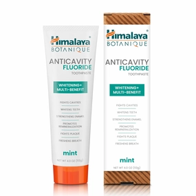 Himalaya Botanique Anticavity Fluoride Toothpaste, Fluoride with Multi-Benefit Support, Fights Cavities, Strengthens Enamel, Promotes Remineralization, Mint Flavor, 4 oz.