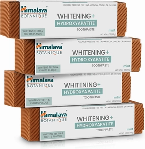 Himalaya Botanique Whitening   Hydroxyapatite Toothpaste, Mint Flavor - Nano Hydroxyapatite to Support Remineralization and Restore Enamel to Strengthen Teeth - Vegan, Gluten Free, 4 oz (Pack of 4)