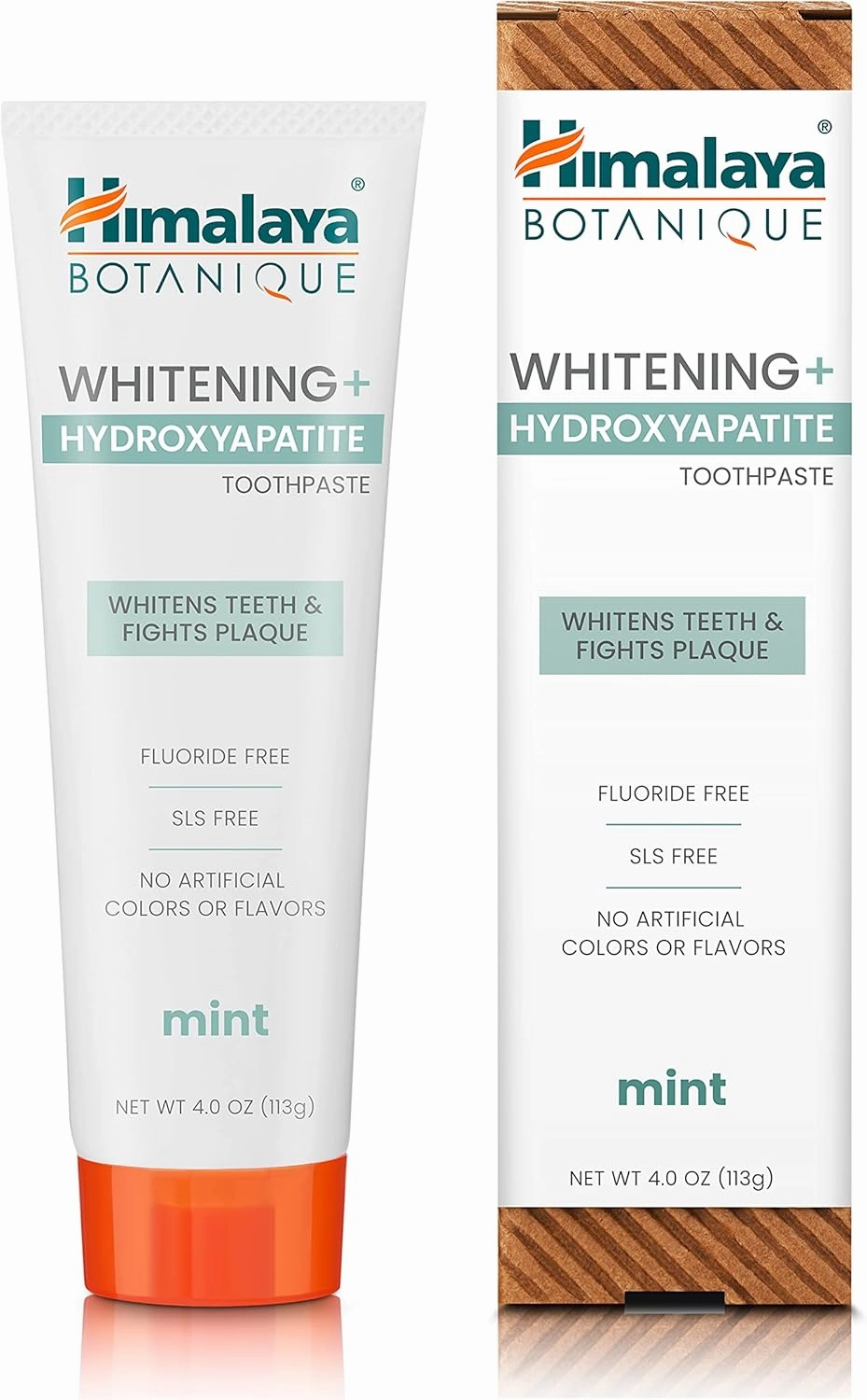 Himalaya Botanique Whitening   Hydroxyapatite Toothpaste, Mint Flavor - Nano Hydroxyapatite to Support Remineralization and Restore Enamel to Strengthen Teeth - Vegan, Gluten Free, 4 oz (Pack of 4)