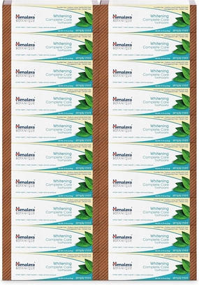 Himalaya Botanique Whitening Complete Care Toothpaste, 20 Pack Travel Size, Teeth Whitening, Fights Plaque, Fluoride Free, No Artificial Flavors, SLS Free, Simply Mint Flavor, TSA Approved, 0.74 Oz