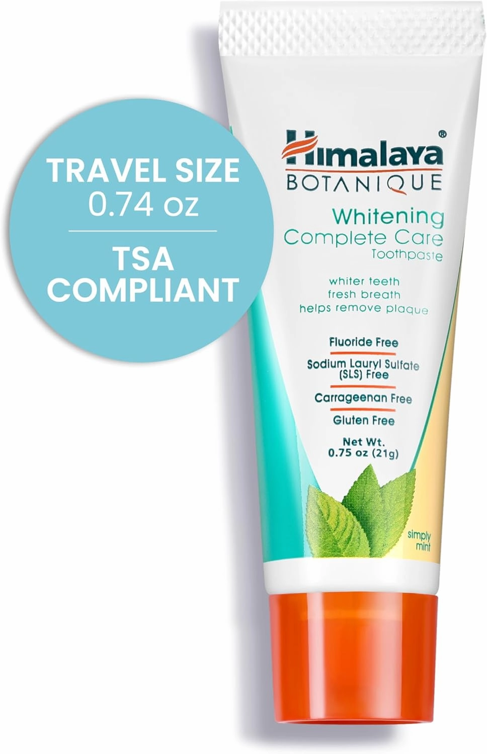 Himalaya Botanique Whitening Complete Care Toothpaste, 20 Pack Travel Size, Teeth Whitening, Fights Plaque, Fluoride Free, No Artificial Flavors, SLS Free, Simply Mint Flavor, TSA Approved, 0.74 Oz