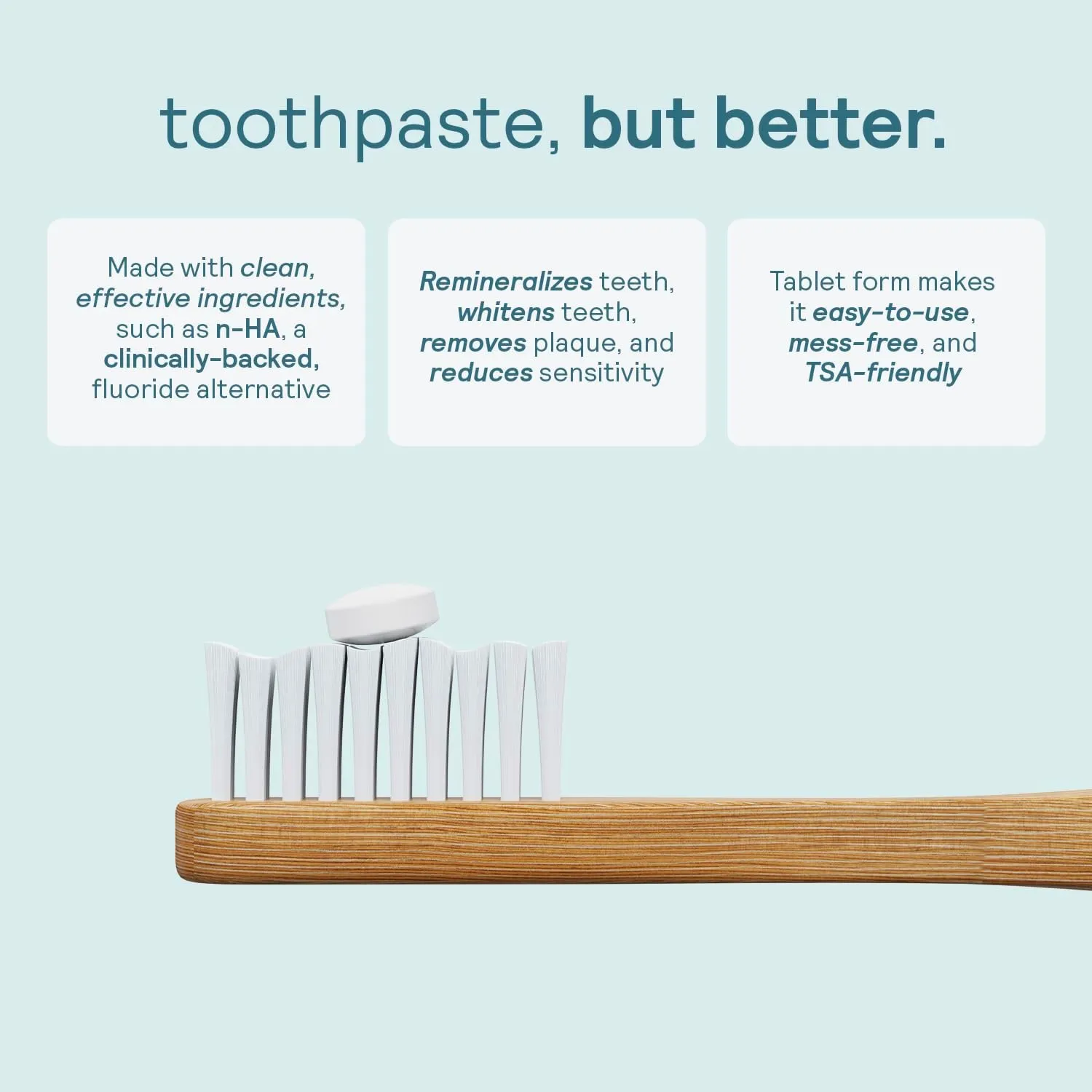 HUPPY Toothpaste Tablets, Nano Hydroxyapatite Toothpaste - Natural Whitening, Fluoride Free and Remineralizing Tablets - Travel Hydroxyapatite Tabs, 62 Count