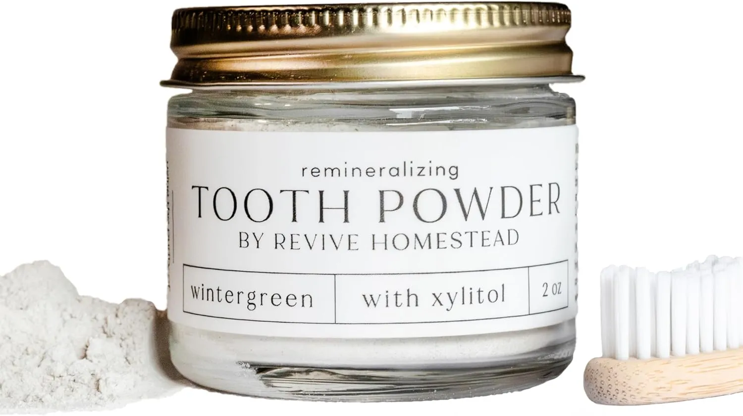 Hydroxyapatite Tooth Powder | Remineralizing Toothpaste | Fluoride-Free | Whitening | All Natural | 2 oz Amber Glass Jar (with Xylitol) (Peppermint)