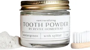 Hydroxyapatite Tooth Powder | Remineralizing Toothpaste | Fluoride-Free | Whitening | All Natural | 2 oz Amber Glass Jar (with Xylitol) (Peppermint)