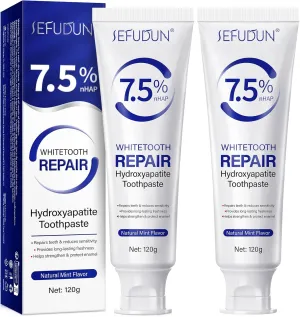 Hydroxyapatite Toothpaste 7.5% - Enamel Repair & Remineralization, Fluoride-Free for Sensitive Teeth, Fresh Breath - Natural Mint Flavor Nano Hydroxyapatite Toothpaste for Adults & Kids, 120g