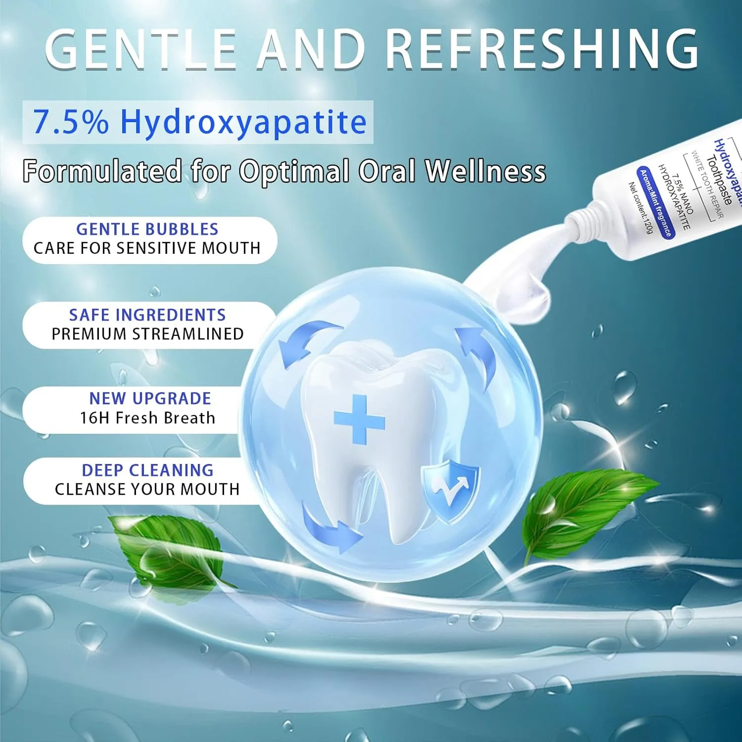Hydroxyapatite Toothpaste - Fluoride-Free Nano Hydroxyapatite Toothpaste 7.5 | Enamel Repair | Breath Freshening | Mild Mint | Appropriate for Sensitive Teeth 4.23oz (2)