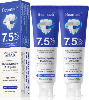 Hydroxyapatite Toothpaste - Fluoride-Free Nano Hydroxyapatite Toothpaste 7.5 | Enamel Repair | Breath Freshening | Mild Mint | Appropriate for Sensitive Teeth 4.23oz (2)